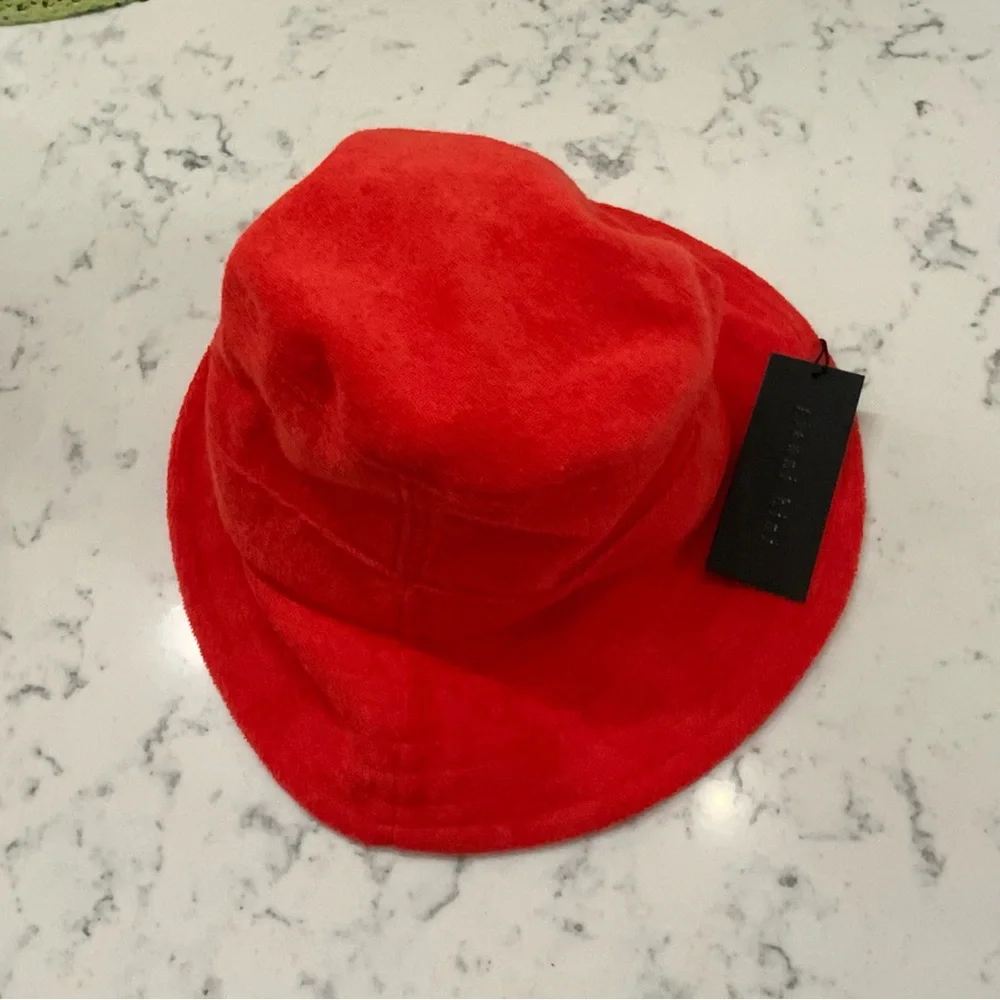 Gianni Bini Terry Cloth Bucket Hat Red New With Tags